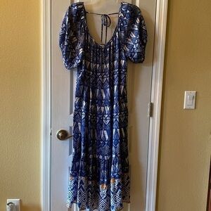 NWOT Knox Rose maxi dress size S blue and‎ white